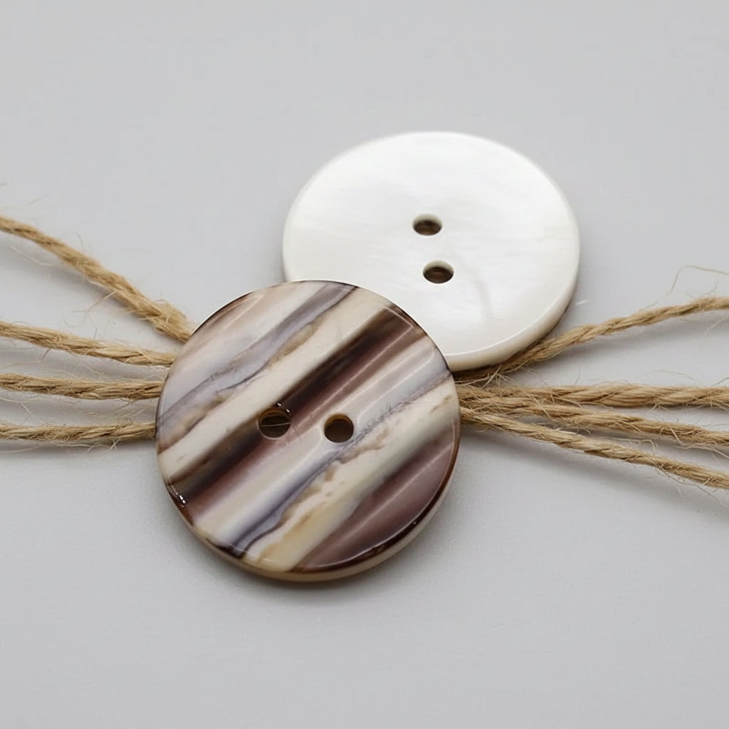 Boutons 25 mm 20 mm imitation résine rayés de couleurs mélangées beige