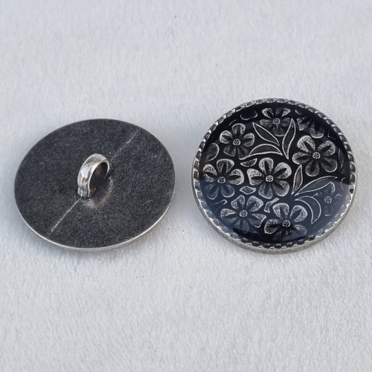 Boutons  en métal  laquée imprime fleur 20 mm 15 mm