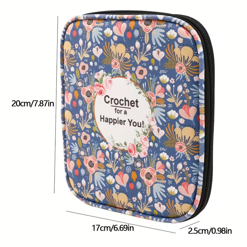 Étui de Rangement pour Crochets et Accessoires de Crochet – Trousse Fleurie avec Fermeture Éclair