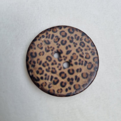 Boutons en Coquille de Coco – Motif Léopard –  30 mm