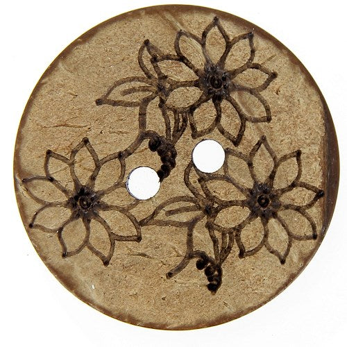 Boutons 22 mm   en Noix de Coco, style vintage, Gravure laser