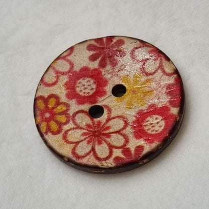 Boutons en Coquille de Noix de Coco – Motif Floral – 25 mm