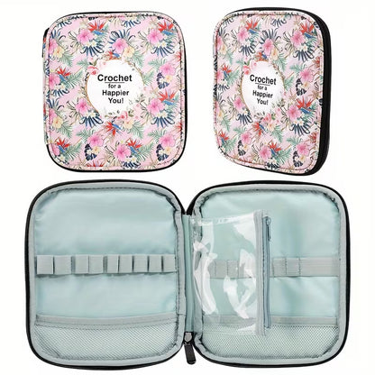 Étui de Rangement pour Crochets et Accessoires de Crochet – Trousse Fleurie avec Fermeture Éclair