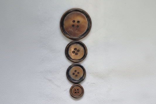 Boutons en corne naturelle  – 4 tailles (15 mm 22 mm 25 mm 35 mm) – boutons marron effet naturel
