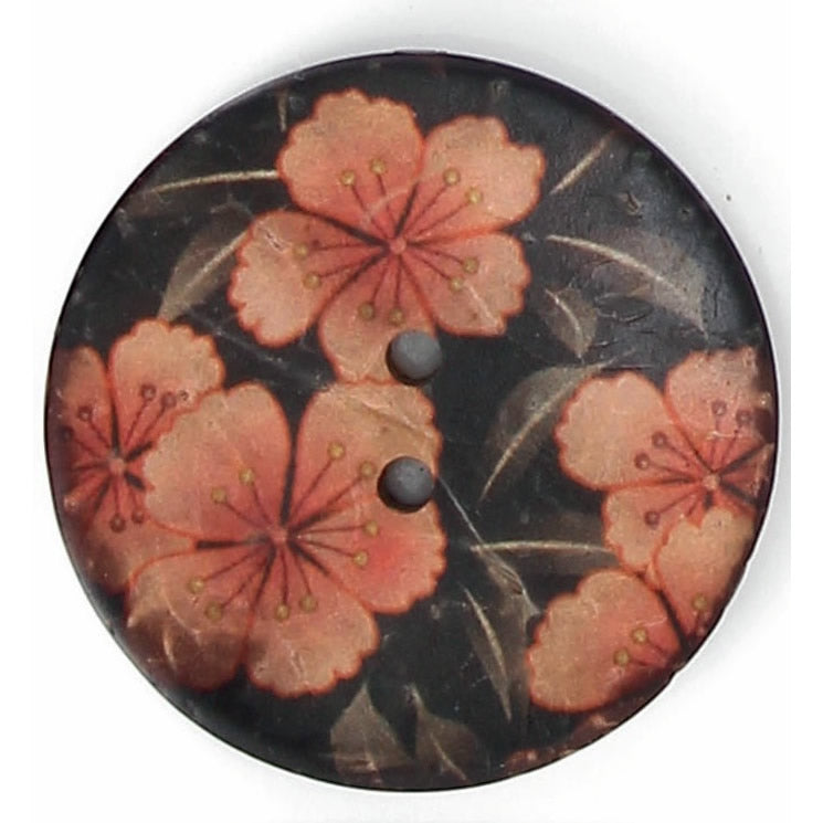 Boutons 2 trous coco imprimé fleur 40 mm