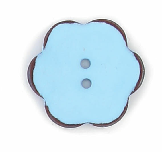 Boutons Fleur en Nacre – 2 Trous – Finition Vernis Mat – Bord Marron – 15 mm, 20 mm, 25 mm