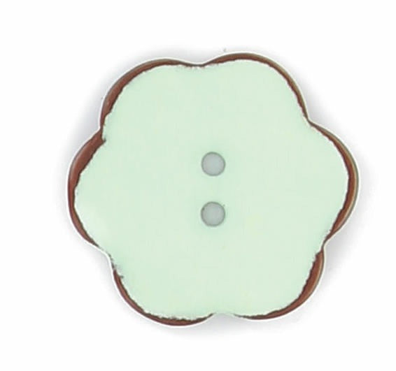 Boutons Fleur en Nacre – 2 Trous – Finition Vernis Mat – Bord Marron – 15 mm, 20 mm, 25 mm