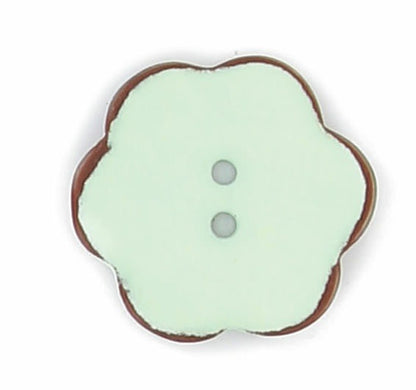 Boutons Fleur en Nacre – 2 Trous – Finition Vernis Mat – Bord Marron – 15 mm, 20 mm, 25 mm