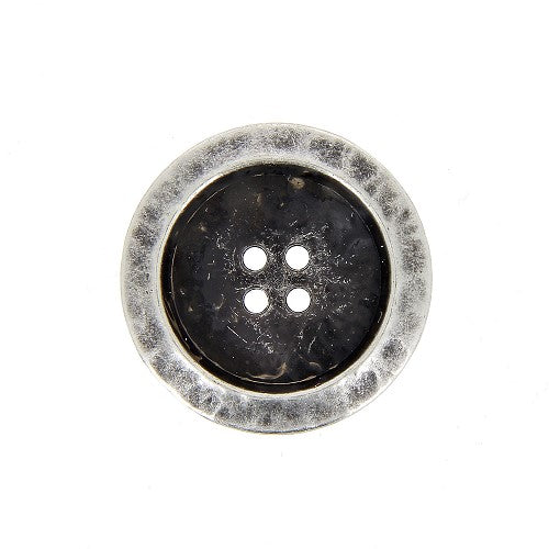 Bouton 34 mm : Métal : Argenté : 4 Trous :