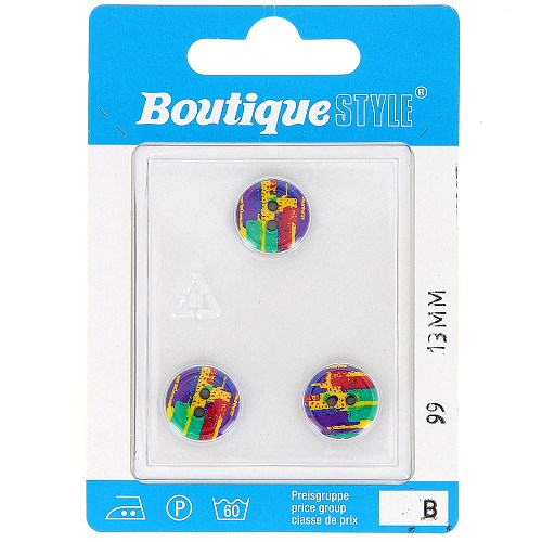 Boutons 12 mm  set 3 pièces 100% polyamide