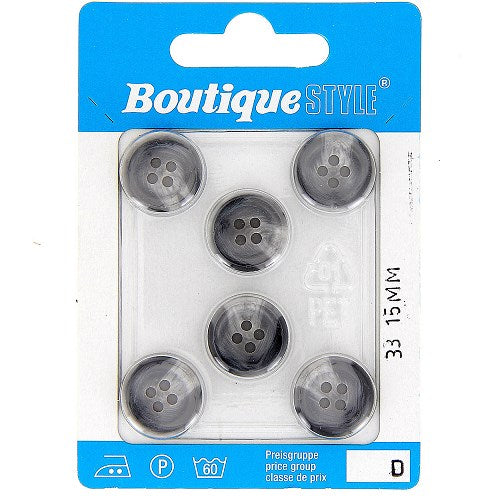 Boutons : 15 mm set 6 pièces 100%  polyester 4 trous