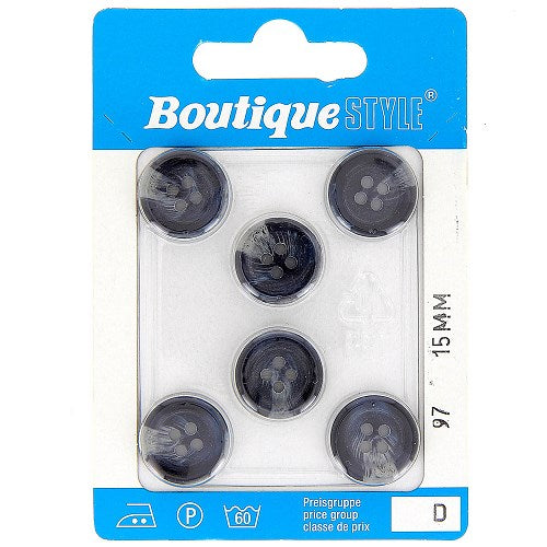 Boutons : 15 mm set 6 pièces 100%  polyester 4 trous