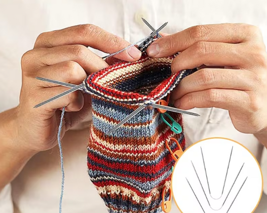 Aiguilles à tricoter circulaires en acier inoxydable 23 cm – set 3 pièces – tailles 2 à 4 mm – pour chaussettes et manches