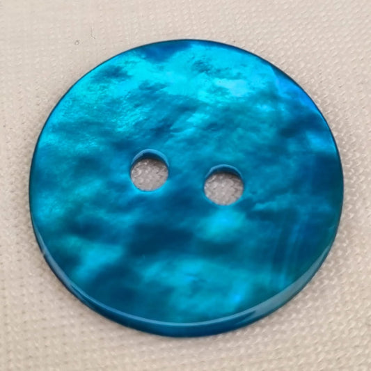 Bouton en Nacre Agoya – Turquoise – 2 Trous – 15 mm  – Brillant et Naturel