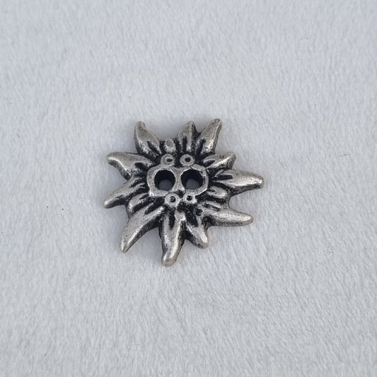 Boutons  2 trous métal edelweiss argent 20 mm