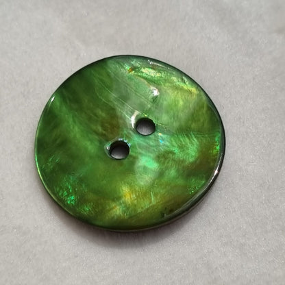 Boutons 15 mm, 22 mm : 2 Trous, Nacré, style minimaliste couleur vert