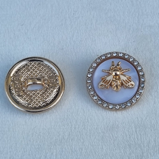 Boutons 18 mm Métallique Abeille en Strass