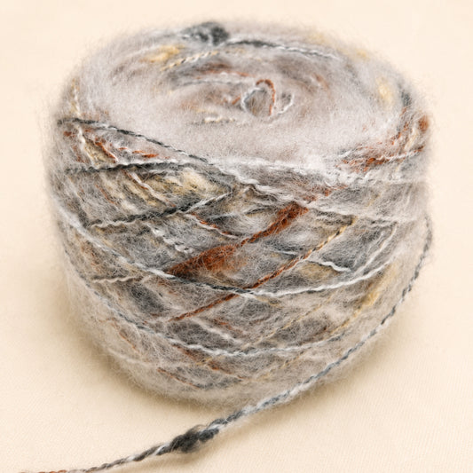 Fil mohair et alpaga gris perle multicolore