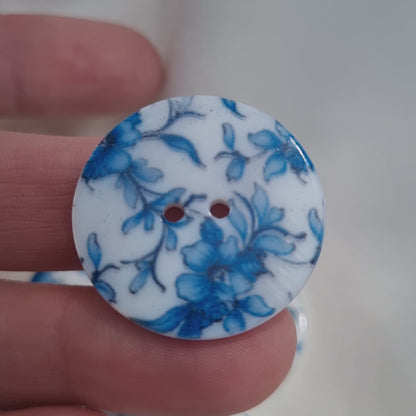 Boutons en nacre River Shell imprimé fleur – 30 mm – 2 trous