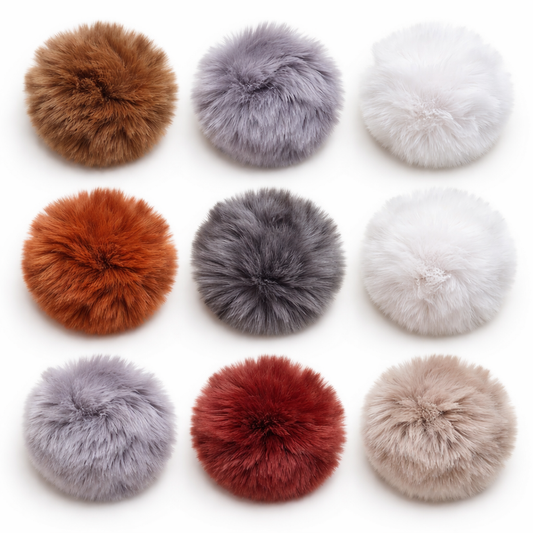 Pompons 8 cm en fausse fourrure de lapin douce avec boucles élastiques